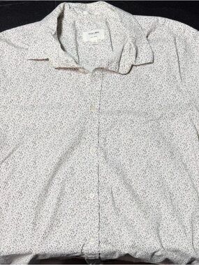 Men's White Micro-Print Casual Button-Down Shirt